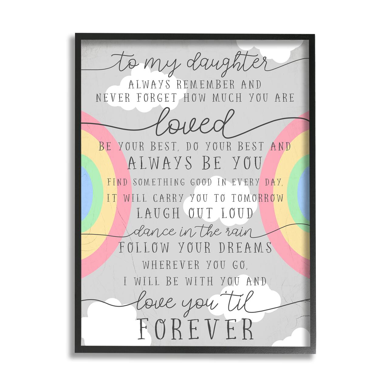 Stupell Industries My Daughter You Are Loved Quote Charming Rainbows Framed Wall Art